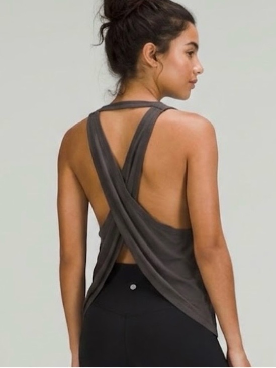 Niyama Sol Tops - Niyama Sol brown Crisscross Back Crop Tank size S